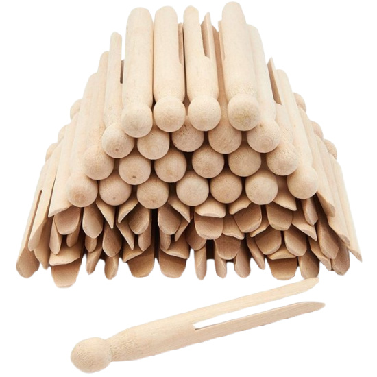 50 Pack Traditional Wooden Clothespins