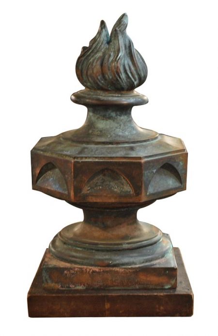 19th century french architectural flame finial in copper