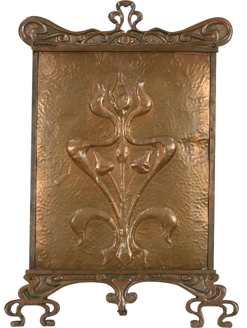 arts & crafts antique copper fire screen