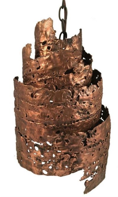 copper brutalist pendant-style chandelier