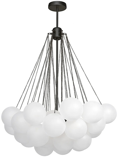 Black Cluster Globe Bubble Chandelier with Frosted Glass