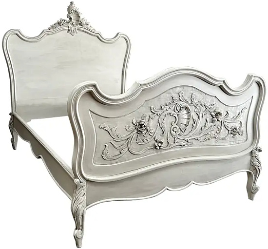 Antique French Louis XV Style Painted Bed