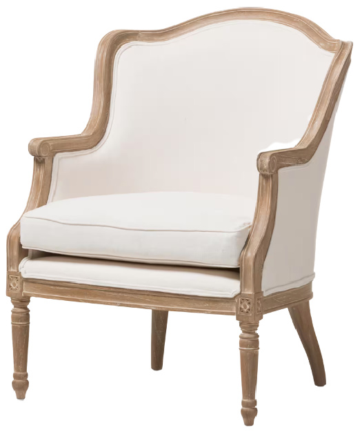 Charlemagne Beige and Brown Fabric Upholstered Accent Chair