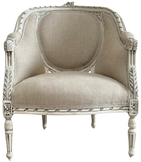 Painted and Upholstered Bergere Chairs in Linen