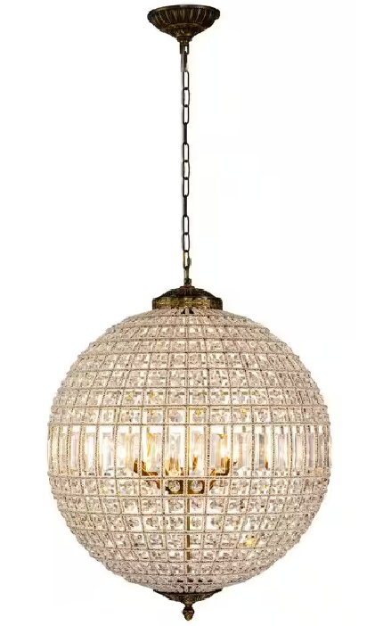 Allenglade 5-Light Unique Antique Gold Globe Chandelier with Crystal Accents