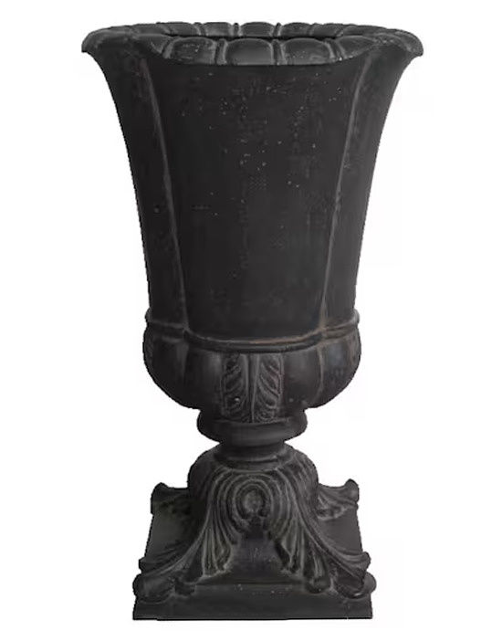 Cast Stone Parisian Entrance Urn in Aged Charcoal