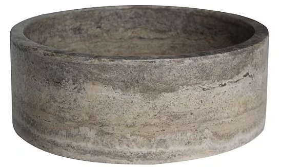 Cylindrical Natural Stone Vessel Sink in Grey