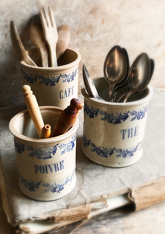 French Antique Ironstone Canister Set