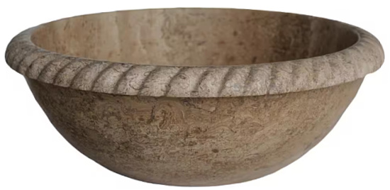 Rope Natural Stone Vessel Sink in Almond Brown