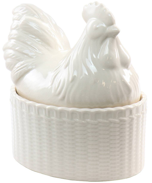 Martha Stewart 6" Cream Ceramic Rooster Baker