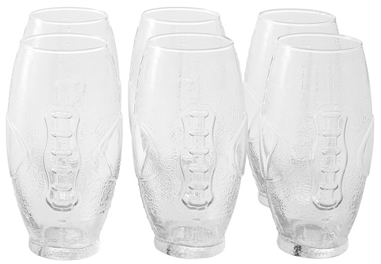 Mainstays 23-Ounce Football Cooler Glasses, Set of 6