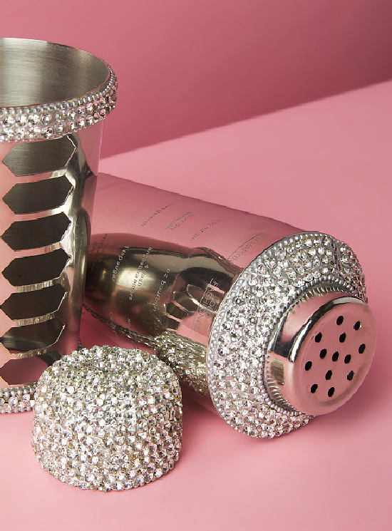 8in Metal Cocktail Shaker With Bling Top