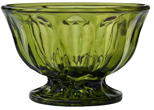 Anchor Hocking Fairfield Green Glass Pedestal Bowl