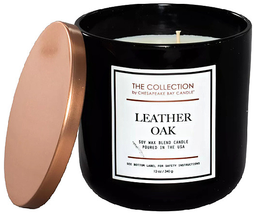 Glass Jar 2-Wick Candle Leather Oak - The Collection by Chesapeake Bay Candle