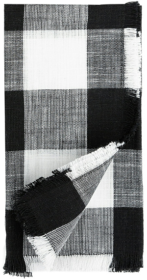 Buffalo Plaid Woven Cotton Napkin, 4 Piece, Black and White