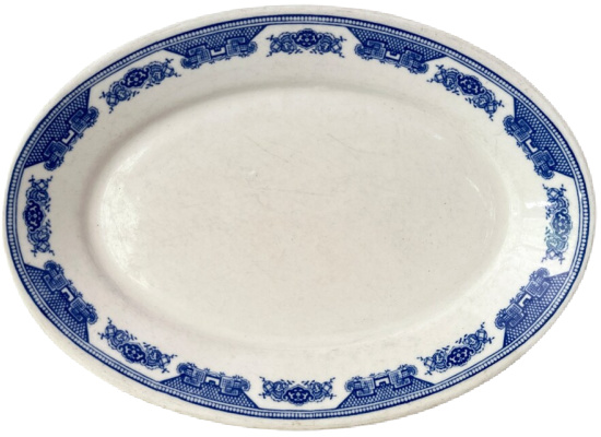 Vintage Homer Laughlin Blue and White Platter Oval Plate Dish Restaurant Ware