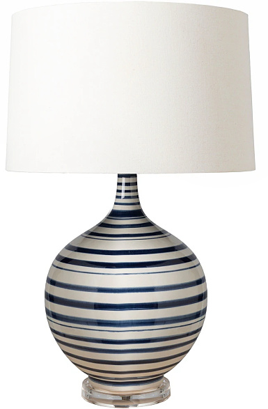 Table-Lamp-with-Blue-Base-and-White-Shade