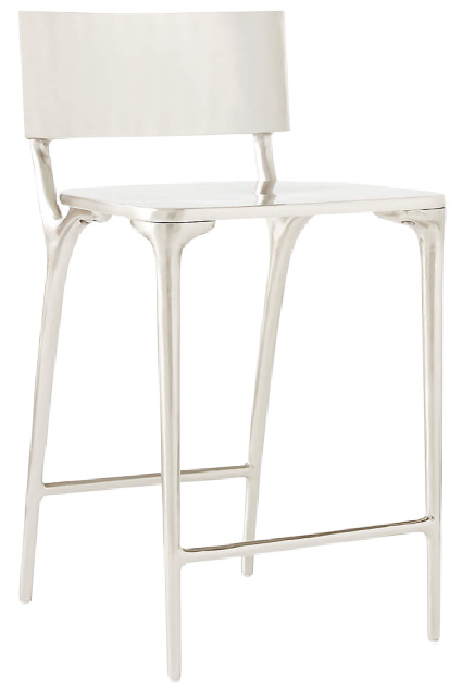 Oro Polished Silver Counter Stool