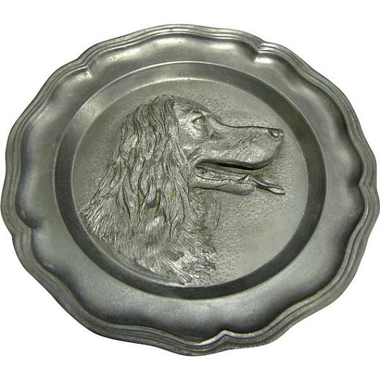 Vintage-French-Pewter-Hunting-Dog-plate