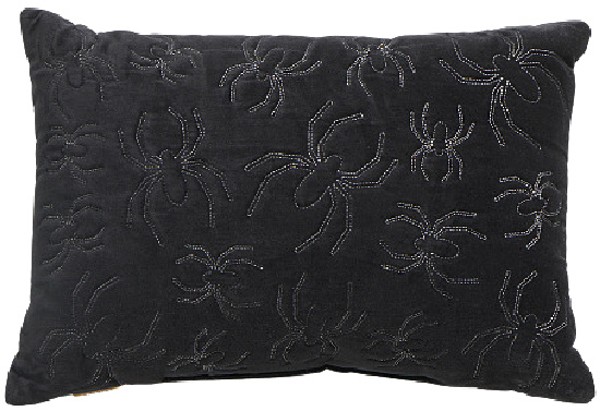 Embroidered Velvet Spiders Pillow