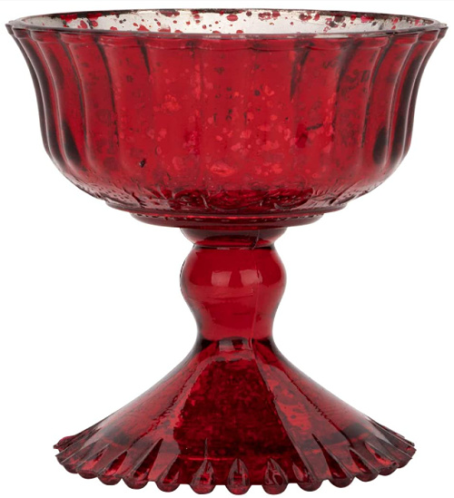 Koyal Wholesale Compote Bowl Centerpiece Mercury Glass Antique Pedestal Vase