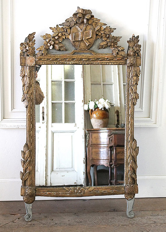 19th Century French Louis XVI Style Painted and Giltwood Mirror