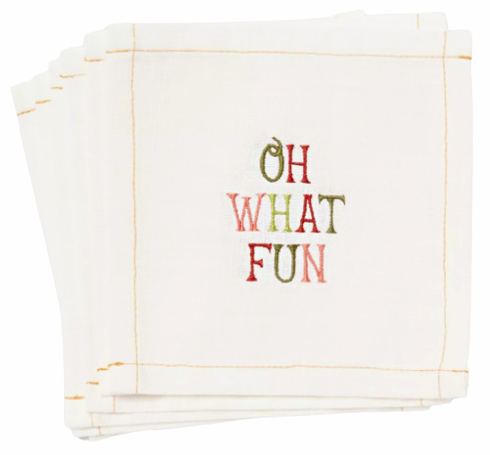 6pk Cotton Oh What Fun Embroidered Cocktail Napkins - Threshold™
