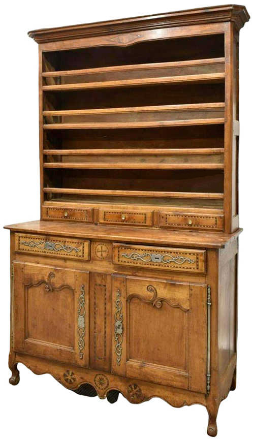 Antique Vaisselier, French Louis XV Style Fruitwood, 1800's
