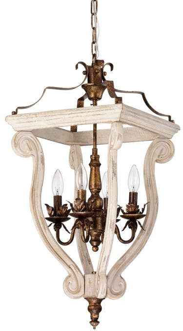 Antique-White-Birch-Wood-and-Antique-Gold-4-Light-Lantern-Pendant