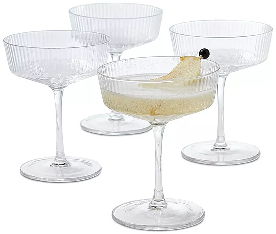 Fluted Coupe Glasses, Set of 4