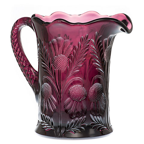 Inverted Thistle Glass Pitcher, Amethyst