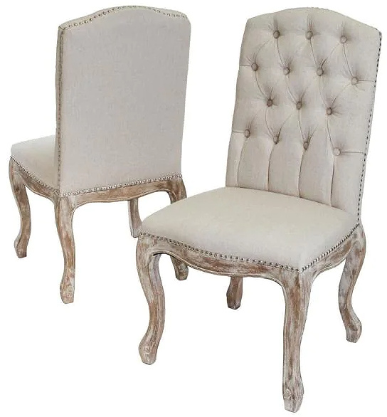 Wembley Beige Fabric and Weathered Hardwood Dining Chairs (Set of 2)