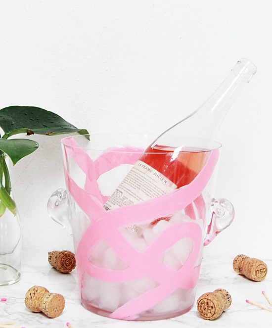 pink champagne brush strokes DIY ice buckets