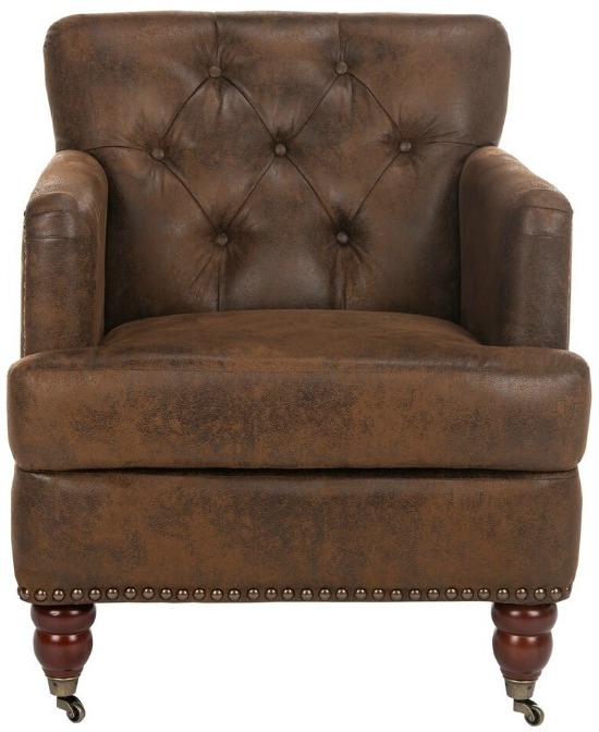 Safavieh Manchester Antiqued Brown Tufted Club Chair