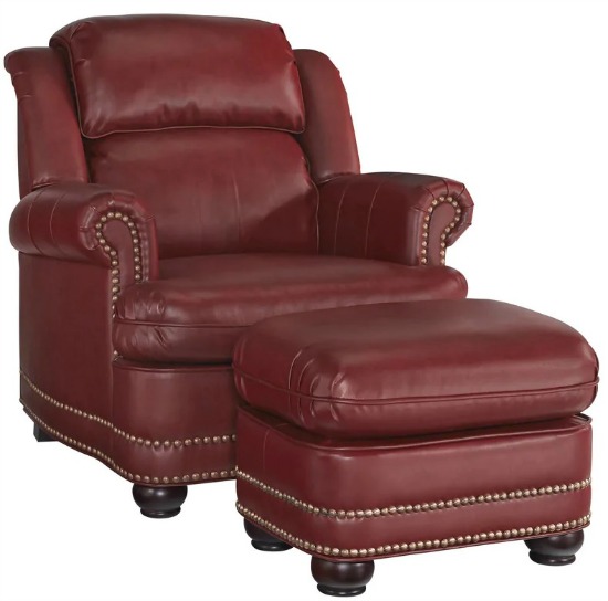 Winston Wine Red Stationary Chair and Ottoman by Home Styles