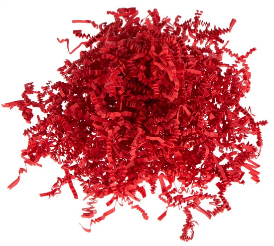 red crinkle cut shredded paper