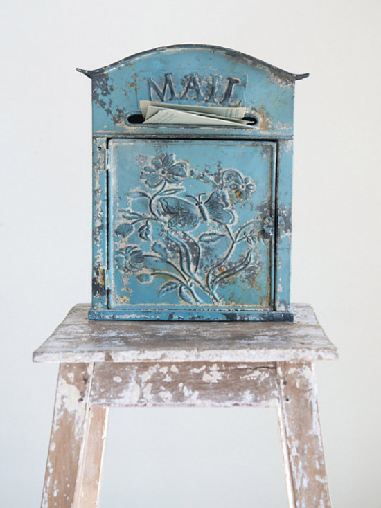 Distressed Blue Embossed Mail Box