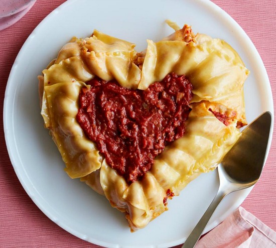 heart-shaped lasagna