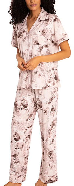 Peached Butterfly Short Sleeve Top & Pants Pajama Set