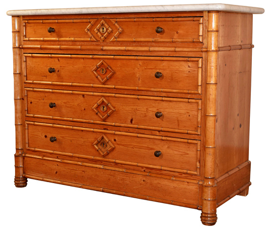 19th C French Faux Bamboo Chest of Drawers