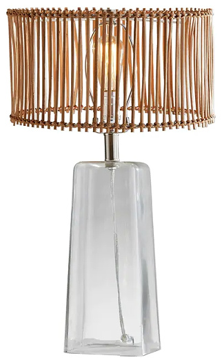 Adesso Glass & Brushed Steel Cuba Tapered Table Lamp