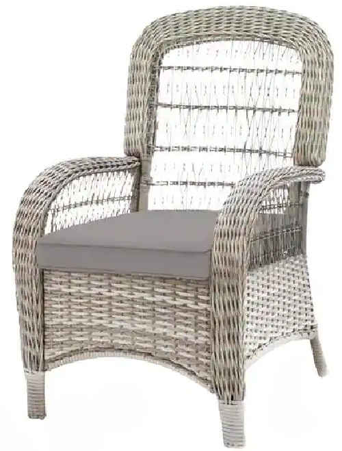 Beacon Park Gray Wicker Outdoor Patio Captain Dining Chair with CushionGuard Stone Gray Cushions (2-Pack)