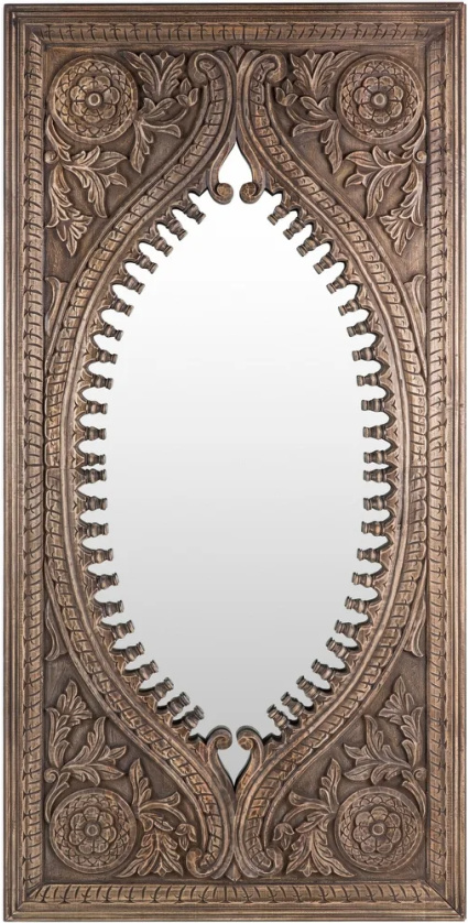Emeka Hand Carved Wood 72x36 Leaning Floor Mirror