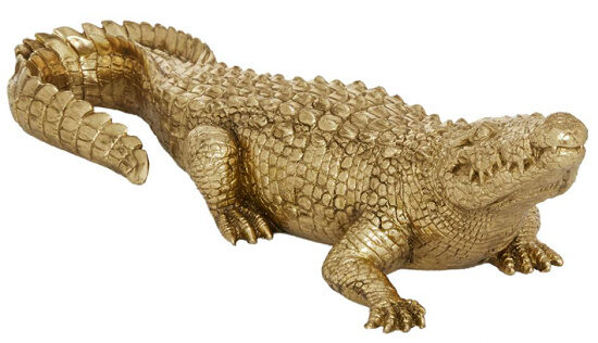 Metallic Gold Alligator Sculpture Table Decor