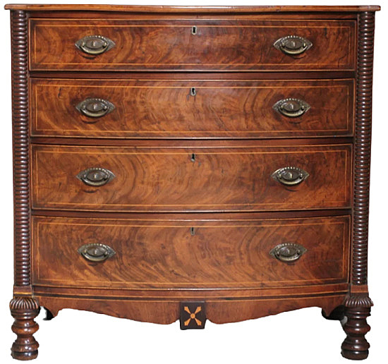 William IV mahogany bow fronted chest