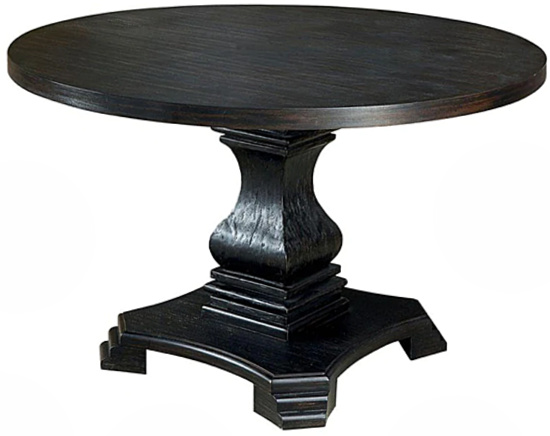 Wooden Round Dining Table in Antique Black Finish