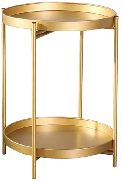 2-Tier Metal Round End Table with Removable Tray
