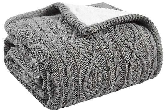 Bee & Willow™ Cable Knit Reversible Throw Blanket in Heather Grey