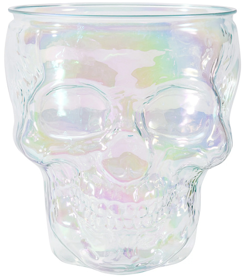 Acrylic Skull Bucket, Clear Iridescent