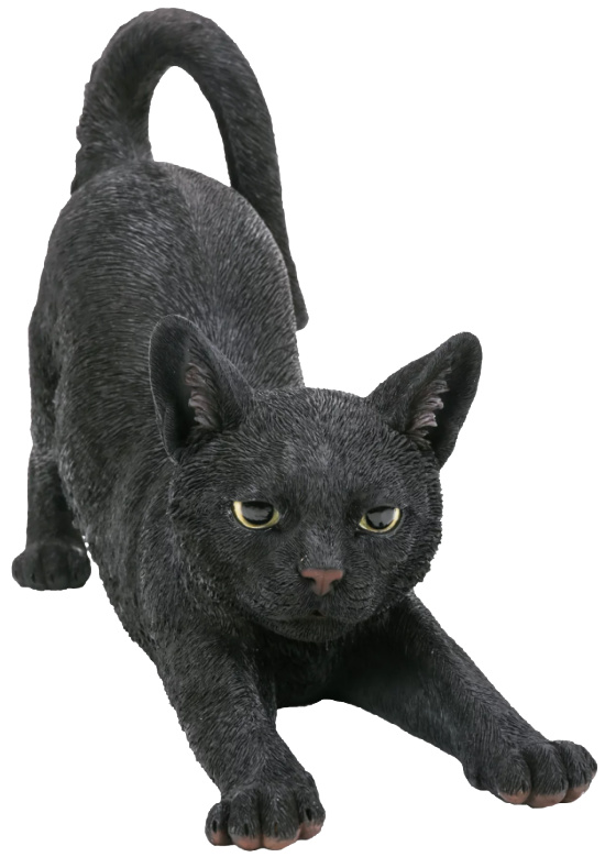 black-cat-stretching-statue